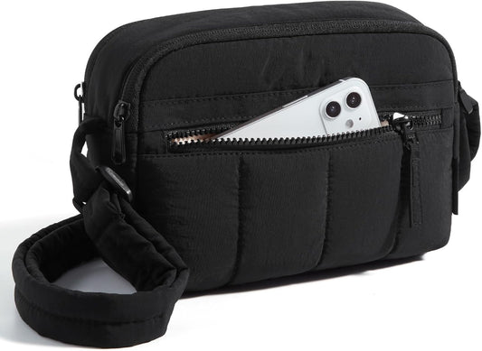 Cross Body Purse, Mini Crossbody Bags for Women Travel Purse, Puffy Shoulder Handbag Wallet with RFID V1258-DP02-F-3