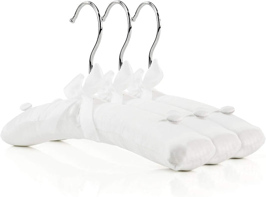 HANGERWORLD Pack of 3 Small Kids Satin Padded Hangers - 11.8inch Soft White Infant, Toddler and Baby Hangers V1258-DP02-F-300