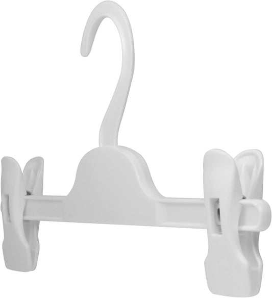 HANGERWORLD Kids Pants Hanger with Adjustable Clips (10 Pack, White) - 11inch Perfectly Sized for Baby, Kids, V1258-DP02-F-302