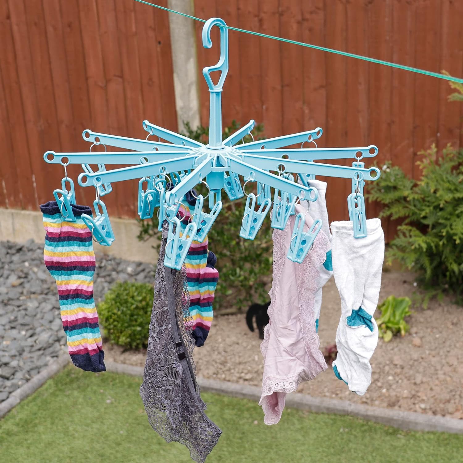 HANGERWORLD 20 Clip Hanging Laundry Drying Rack for Socks, Underwear and Baby Clothes (2 Pack) V1258-DP02-F-305