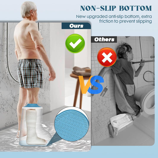 Waterproof Extra Wide Cast Covers for Shower Leg, Extra Large Foot Cast Protector with Non-Slip Bottom, V1258-DP02-F-322