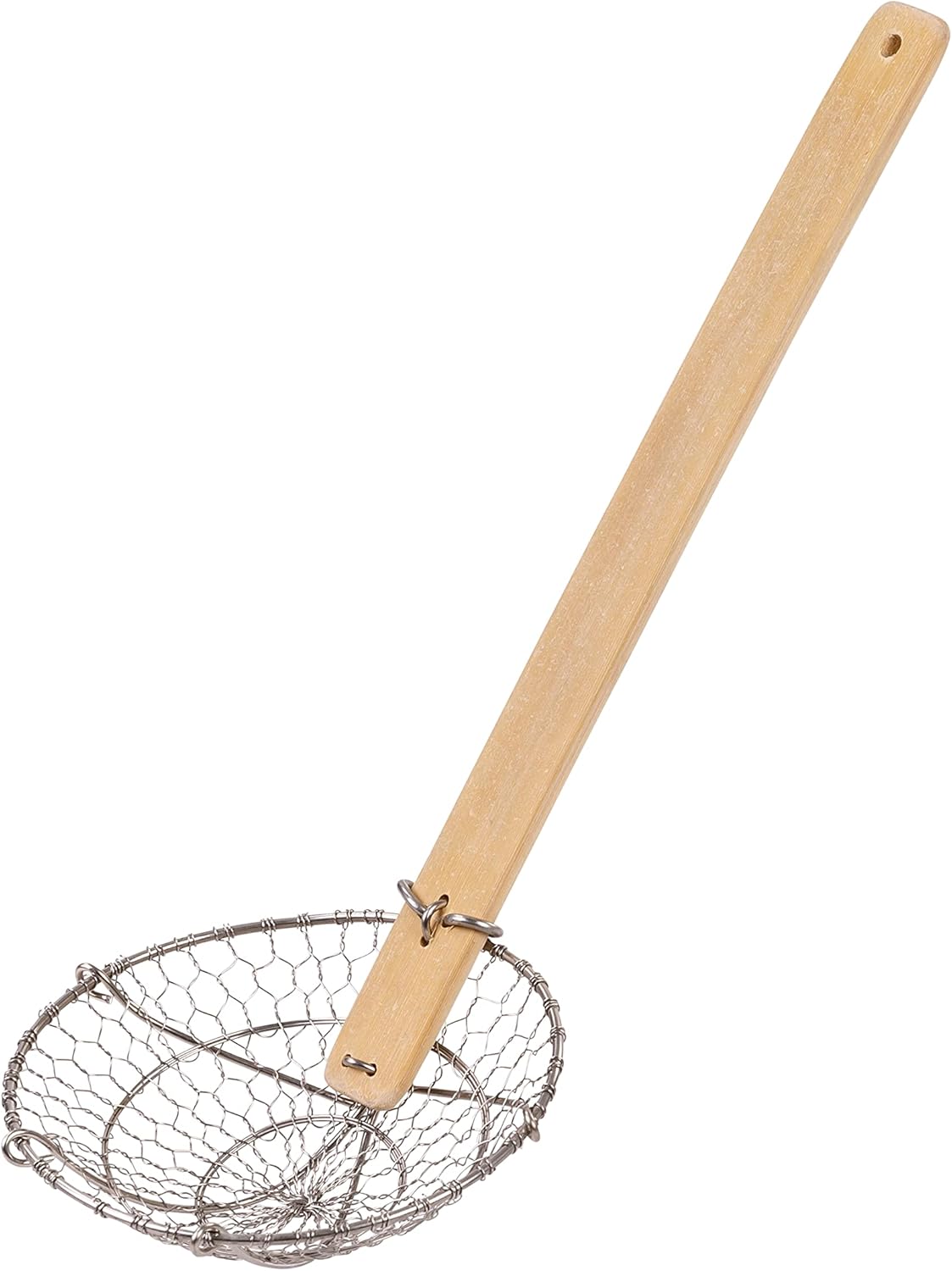 Kitchen Spider Strainer Stainless Steel 5-Inch Wire Basket with Heat-Resistant Bamboo Handle V1258-DP02-F-323