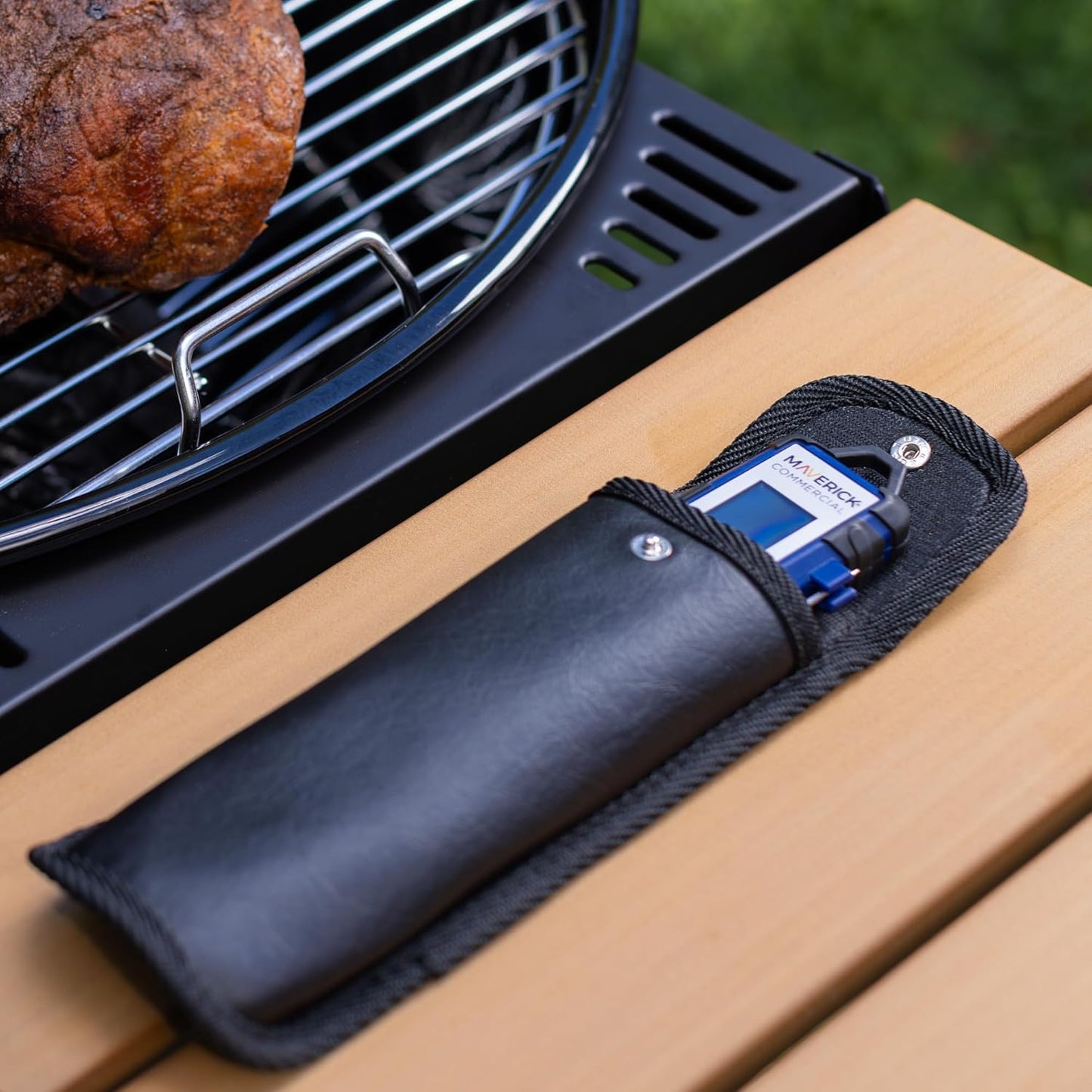 Protective Leather Case for PT-100 Thermocouple Thermometer - Ctom-Fit Holder with Snap-Close Cover, Belt V1258-DP02-F-326