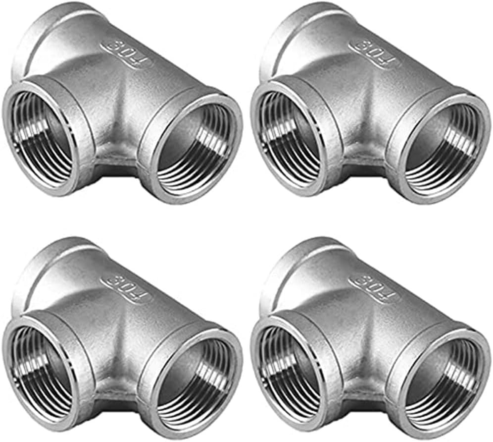 1/8" Female NPT Tee Adapter Cast Pipe Fitting Stainless Steel 3 Way Shape Connector, Pack of 4 V1258-DP02-F-329
