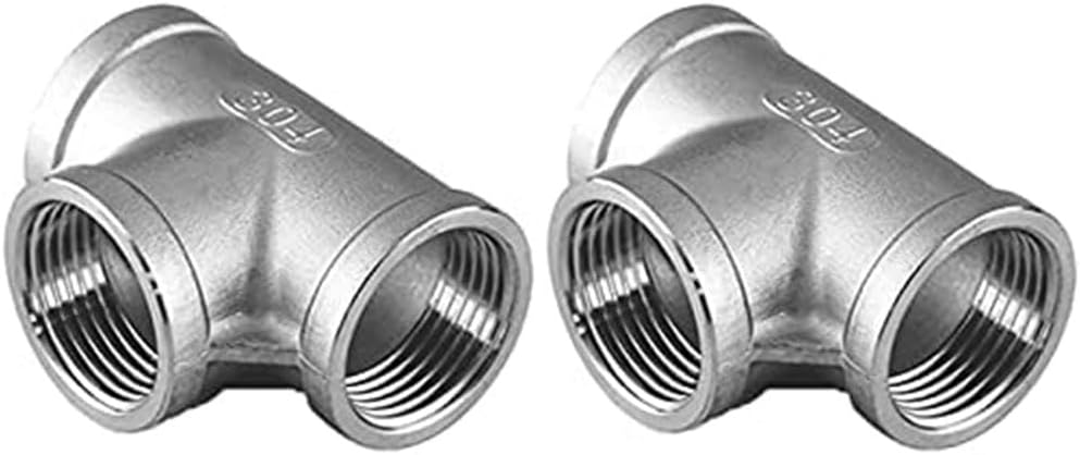 1" Female NPT Tee Adapter Cast Pipe Fitting Stainless Steel 3 Way Shape Connector, Pack of 2 V1258-DP02-F-334