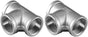 1" Female NPT Tee Adapter Cast Pipe Fitting Stainless Steel 3 Way Shape Connector, Pack of 2 V1258-DP02-F-334