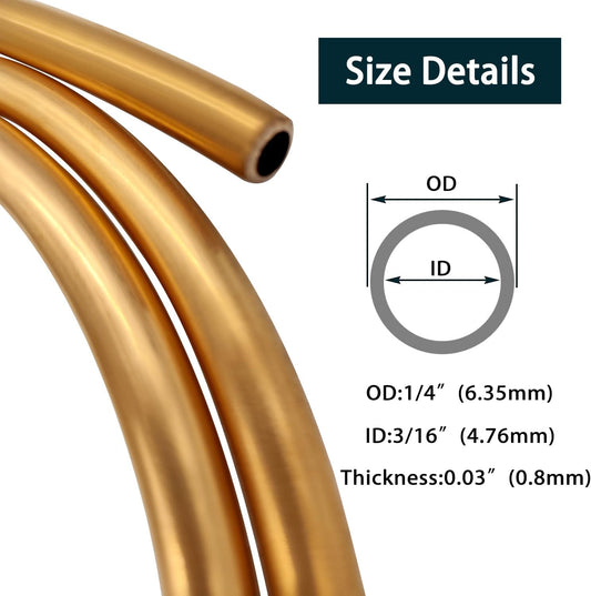 Copper Tubing, 1/4" OD x 3/16" ID 5FT Length Refrigeration Soft Coil Seamless Round Tubing for DIY V1258-DP02-F-335