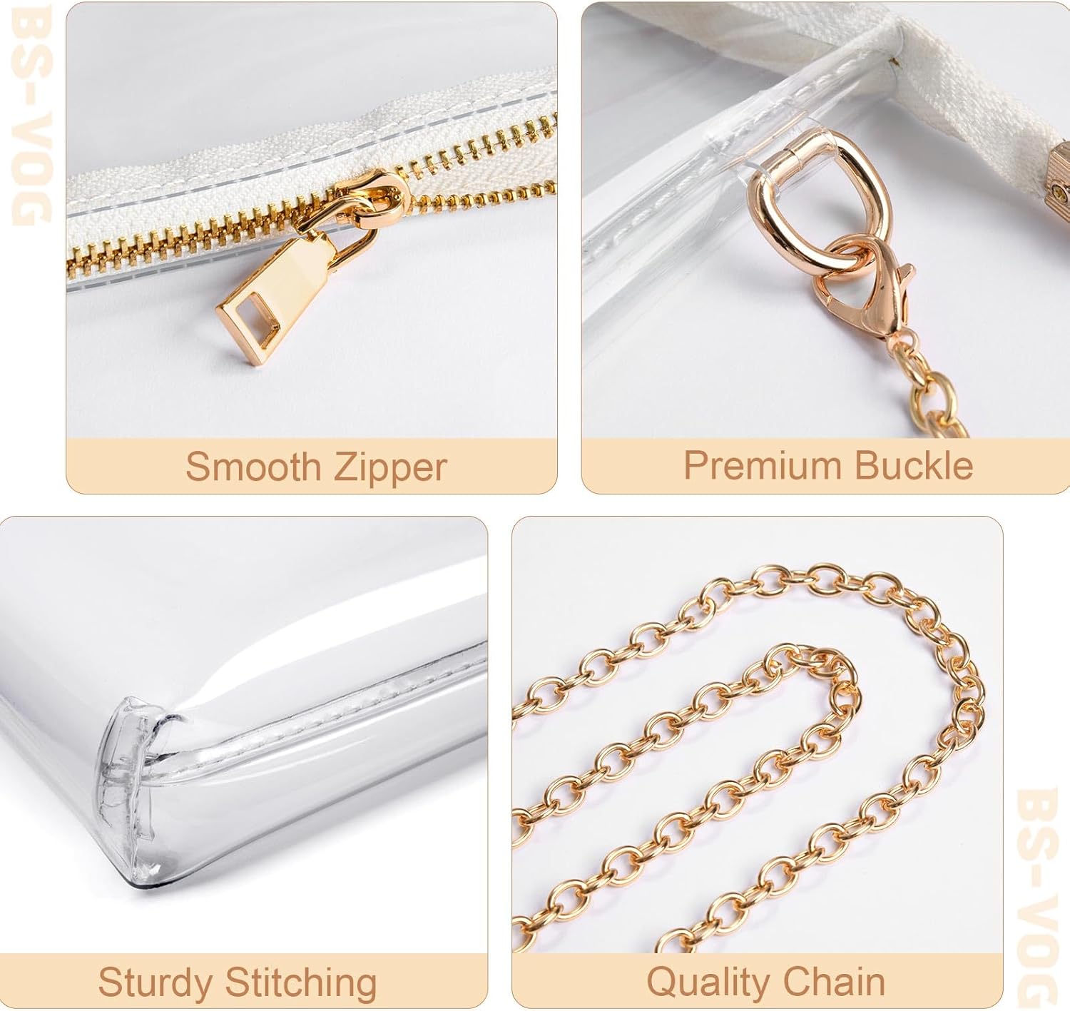 Clear Purse for Women Stadium Approved + Clear Crossbody Bag Stadium Approved V1258-DP02-F-339