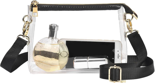 Clear Purse for Women Stadium Approved, Clear Bag for Stadium Events with Zipper, Crossbody Bag for Concerts V1258-DP02-F-340