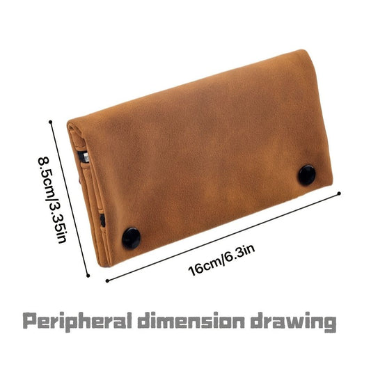 Luxury Brown Matte Flocked PU Leather Tobacco Pipe Pouch, Foldable Portable 3 Compartments Smoking V1258-DP02-F-343