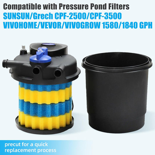 Replacement Sponge Filter Media Pad Compatible With VIVOHOME/VEVOR/VIVOGROW 1580/1840 GPH or SUNSUN V1258-DP02-F-346
