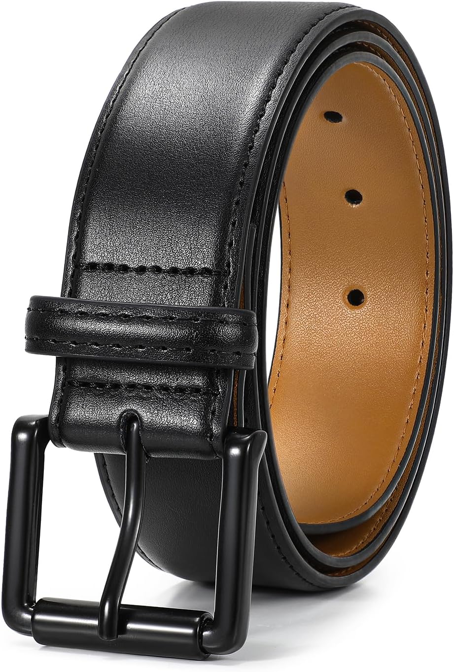 Men Genuine Leather Belt Mens Dress Belt Pin Buckle for Jeans Pants V1258-DP02-F-375