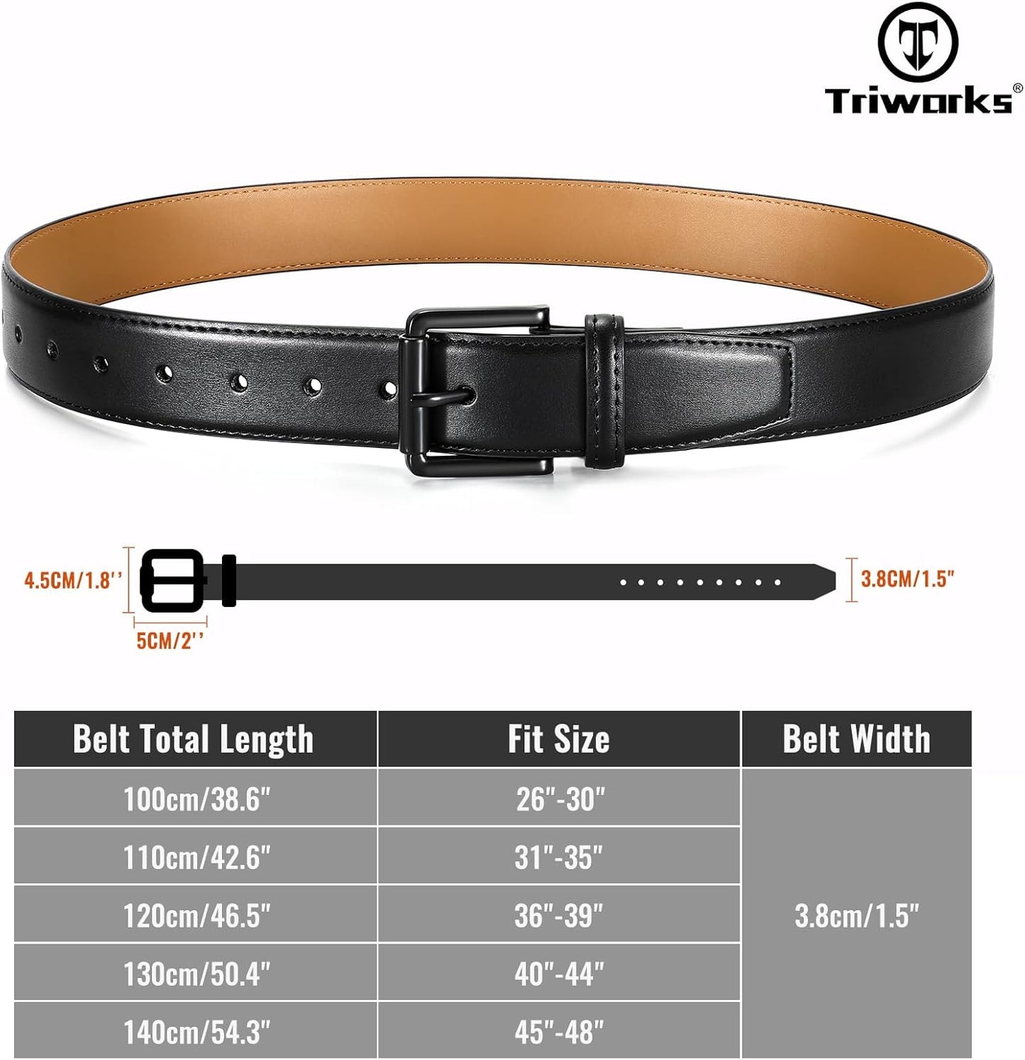 Men Genuine Leather Belt Mens Dress Belt Pin Buckle for Jeans Pants V1258-DP02-F-375