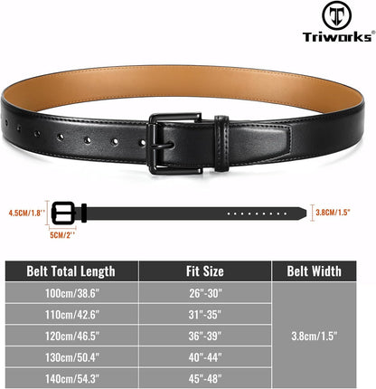 Men Genuine Leather Belt Mens Dress Belt Pin Buckle for Jeans Pants V1258-DP02-F-375