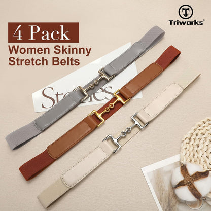 Belts for Women Adjtable Skinny Elastic Belt for Dresses V1258-DP02-F-378