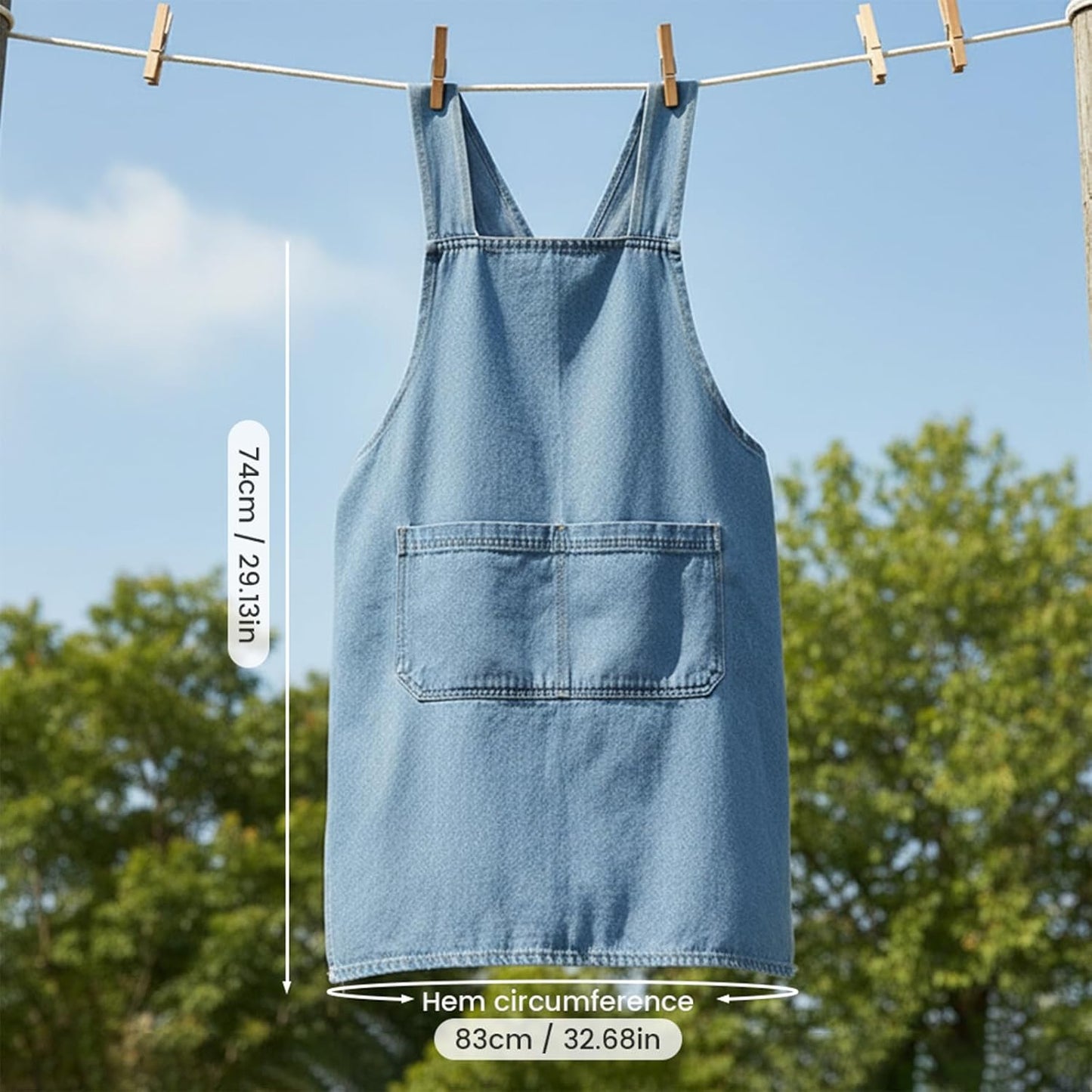 Lightweight Cotton Denim Apron with Front Pocket, Adjtable Bib Apron for Men Women Chef Apron, Kitchen Apron V1258-DP02-F-385