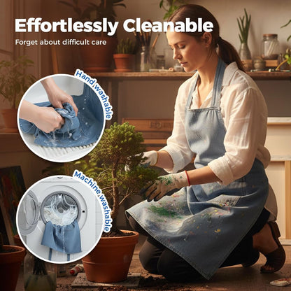 Lightweight Cotton Denim Apron with Front Pocket, Adjtable Bib Apron for Men Women Chef Apron, Kitchen Apron V1258-DP02-F-385