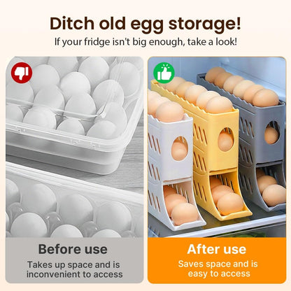 2026 Egg Holder for Fridge, Upgraded 4 Tiers Automatic Rolling Egg Dispenser, No Assembly Required Easy V1258-DP02-F-39