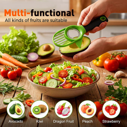 3-in-1 Avocado Slicer Tool, Multi-Function Splitter Pitter Cutter, Silicone Comfort-Grip Handle Avocado V1258-DP02-F-390