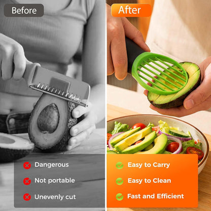 3-in-1 Avocado Slicer Tool, Multi-Function Splitter Pitter Cutter, Silicone Comfort-Grip Handle Avocado V1258-DP02-F-390