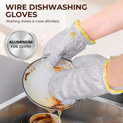 Steel Wire Dishwashing Glove, Glove for Kitchen Cleaning, Reable Scrub Gloves V1258-DP02-F-396