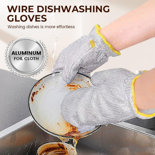 Steel Wire Dishwashing Glove, Glove for Kitchen Cleaning, Reable Scrub Gloves V1258-DP02-F-396