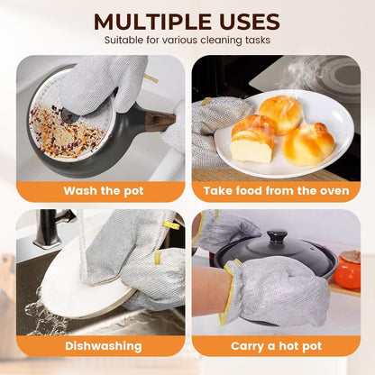 Steel Wire Dishwashing Glove, Glove for Kitchen Cleaning, Reable Scrub Gloves V1258-DP02-F-396