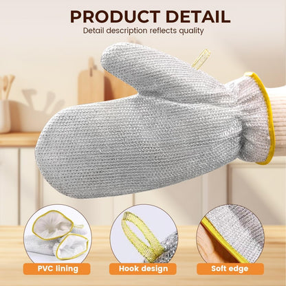 Steel Wire Dishwashing Glove, Glove for Kitchen Cleaning, Reable Scrub Gloves V1258-DP02-F-396