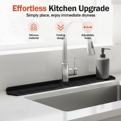 Kitchen Sink Faucet Mat, 30in Extra Long Foldable Silicone Faucet Guard & Splash Guard, 2026 Multi-Functional V1258-DP02-F-397