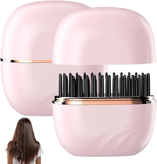 Mini Hair Straightener, Rechargeable & Cordless 3-Temp Hot Brh, Portable Styler for Smoothing, Volumizing & V1258-DP02-F-398