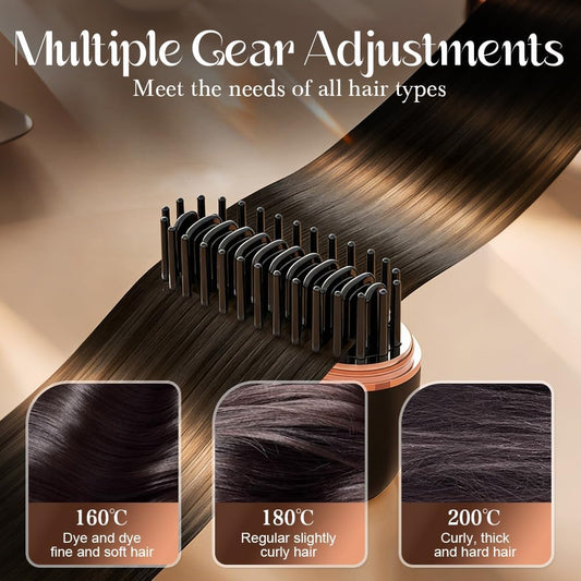 Mini Hair Straightener, Rechargeable & Cordless 3-Temp Hot Brh, Portable Styler for Smoothing, Volumizing & V1258-DP02-F-398