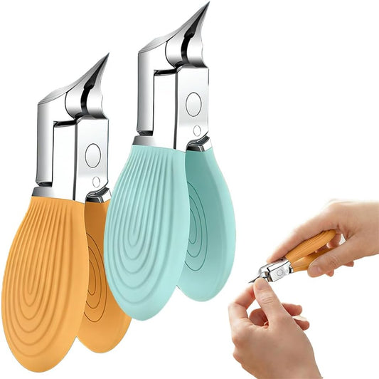 Wide Jaw Opening Anti-Splash Slanted Nail Clipper, Curved Blades for Ingrown & Thick Nails, Ergonomic V1258-DP02-F-399