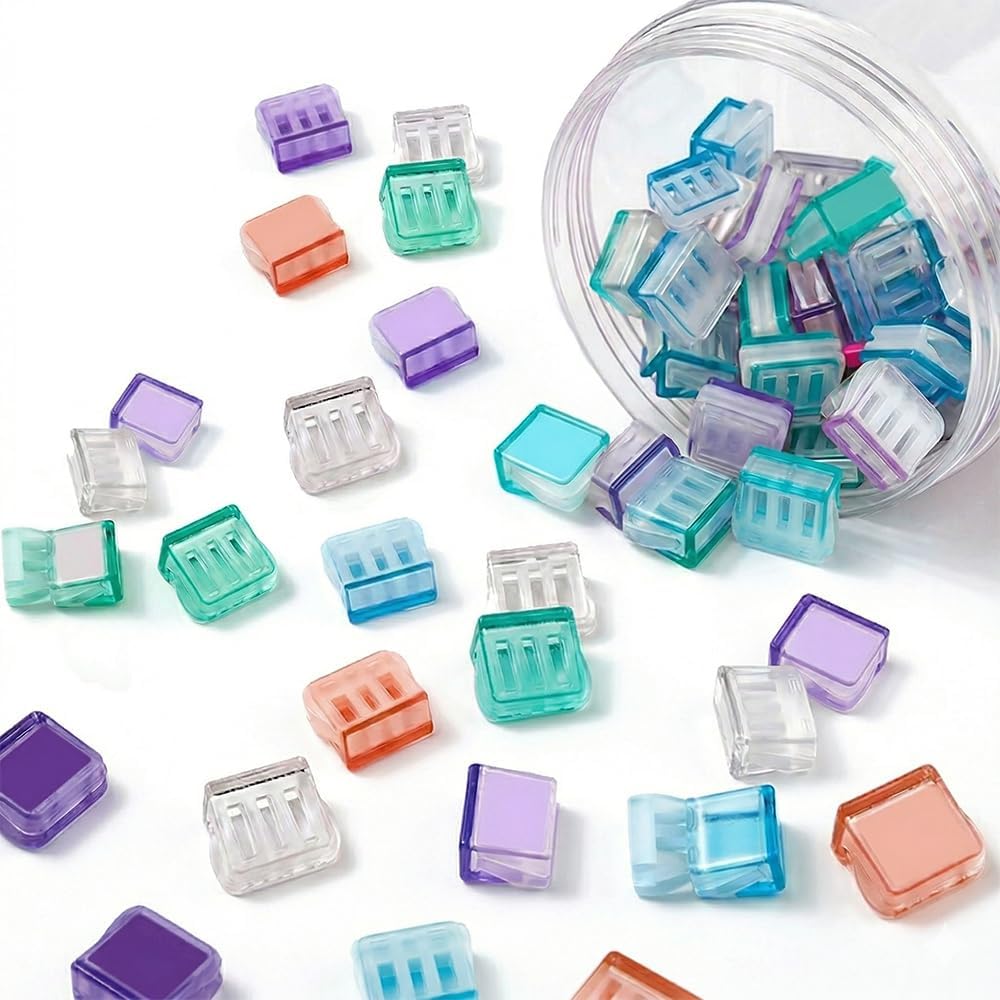 Clip-on Bookmarks - 30 Pack Transparent Color Push Paper Clips with Storage Box, Reusable Plastic Paper V1258-DP02-F-40