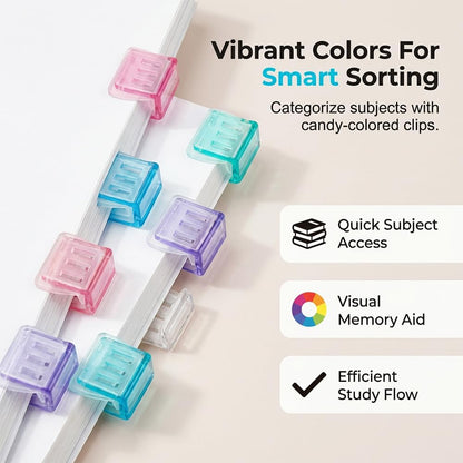 Clip-on Bookmarks - 30 Pack Transparent Color Push Paper Clips with Storage Box, Reusable Plastic Paper V1258-DP02-F-40