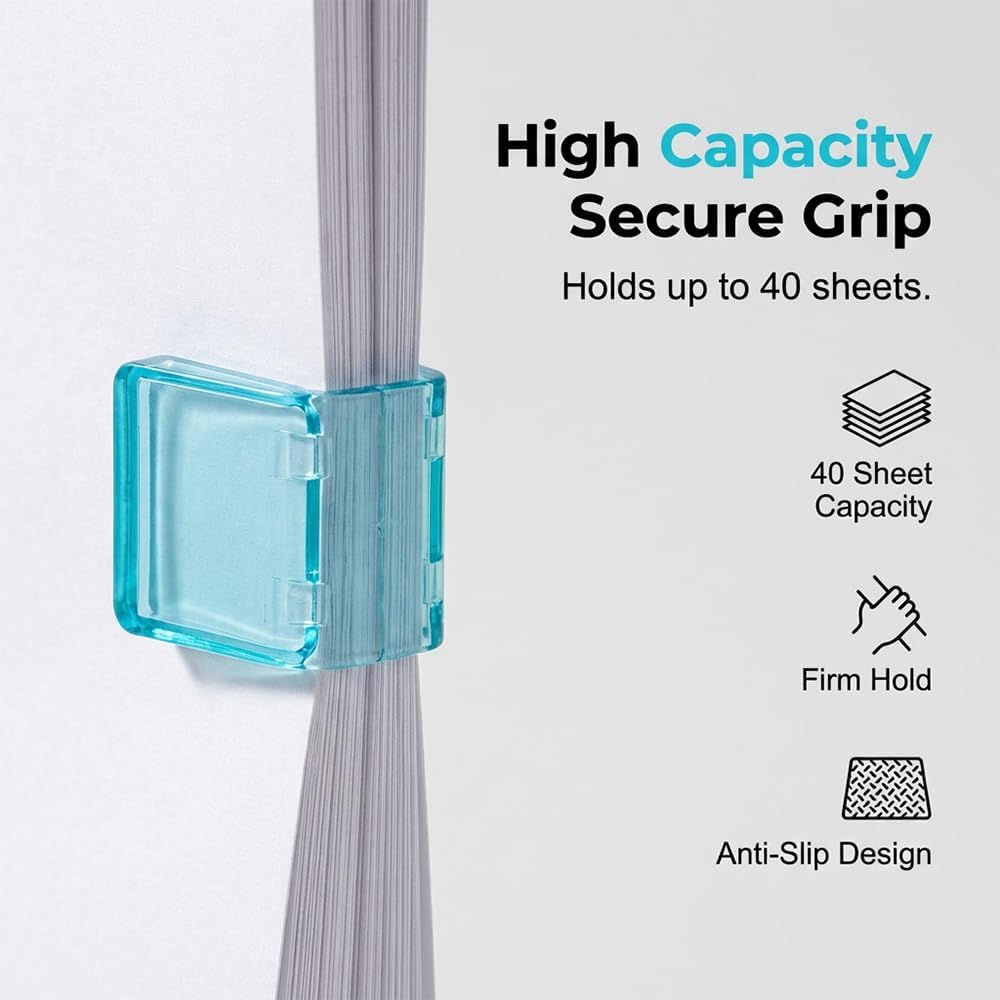 Clip-on Bookmarks - 30 Pack Transparent Color Push Paper Clips with Storage Box, Reusable Plastic Paper V1258-DP02-F-40