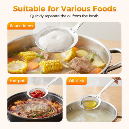 Fine-Mesh Kitchen Strainer - 2026 Upgraded Stainless Steel Sieve with Handle, Multi-Purpose Strainer for V1258-DP02-F-403