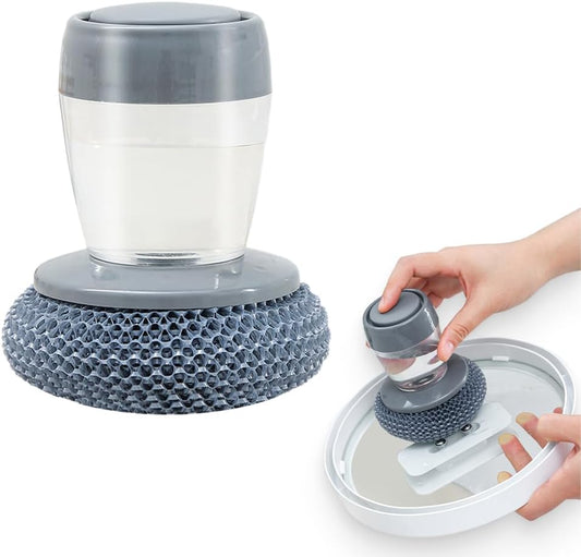 Dish Brh with Soap Dispenser, Soap Dispensing Dish Brh - with PET/Steel Wire Bristles, Kitchen Scrub Brh for V1258-DP02-F-405