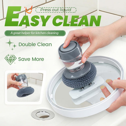Dish Brh with Soap Dispenser, Soap Dispensing Dish Brh - with PET/Steel Wire Bristles, Kitchen Scrub Brh for V1258-DP02-F-405