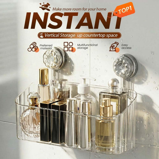 Bathroom Suction Storage Box, 2026 New No-Drill Large Capacity Strong Load-Bearing Suction Cup Storage Rack V1258-DP02-F-406