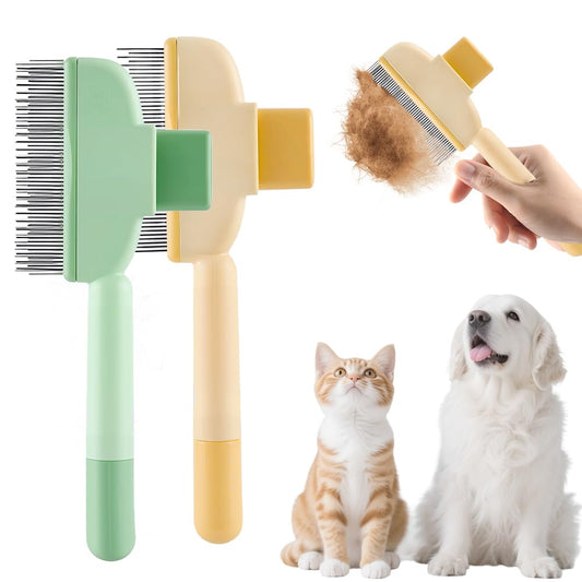 2-in-1 Pet Grooming Brh, Magic Pet Hair Remover Comb with Self-Cleaning Button for Dogs & Cats, Shedding Brh V1258-DP02-F-412