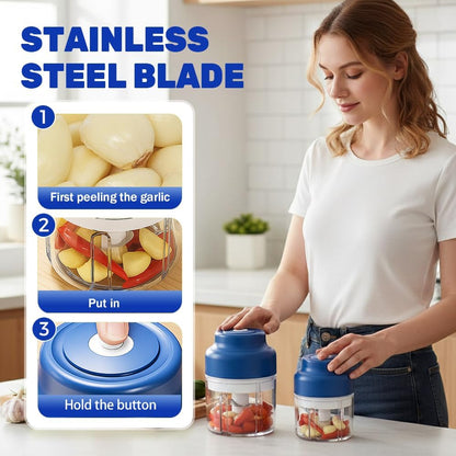 2026 Upgrade Electric Garlic Chopper, Mini Portable B Charging Food Processor & Vegetable Chopper, Veggie V1258-DP02-F-414