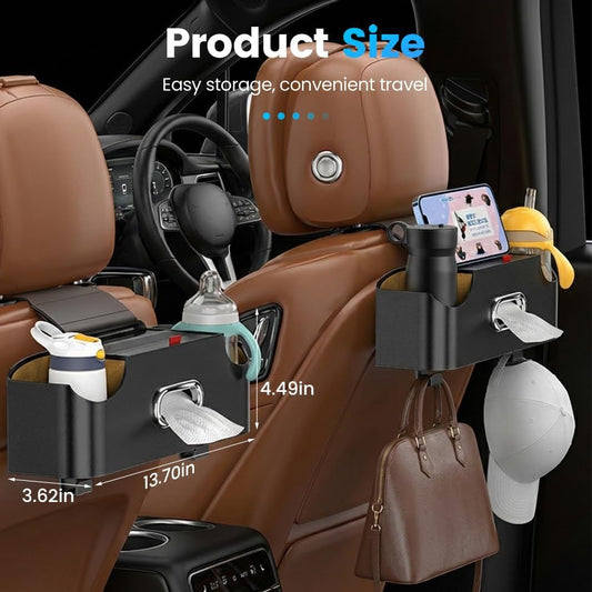 Car Backseat Organizer 3-in-1 Multifunctional Car Back Seat Storage Box with Drink Cup Holder Tissue Box V1258-DP02-F-415