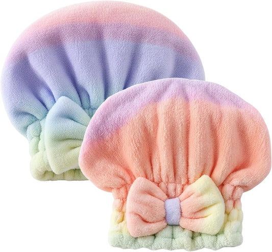 2Pcs Super Absorbent Hair Towel Wrap for Wet Hair, Microfiber Hair Drying Caps, Soft and Fast Drying Hair V1258-DP02-F-42