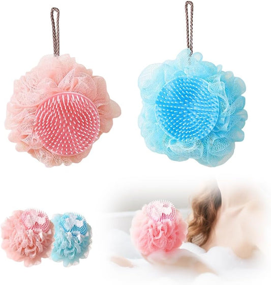 Super Soft Sunflower Bath Ball, 2025 New 2-in-1 Sunflower Bath Ball with Sponge Cleaning Brh, Mesh Bath V1258-DP02-F-420