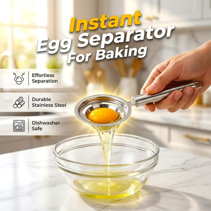 Egg Yolk Separator, Stainless Steel Egg Yolk Separation Tool, Egg Sifting Filter Divider with Hook for Baking V1258-DP02-F-424