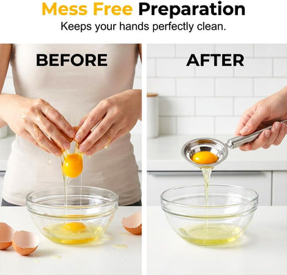 Egg Yolk Separator, Stainless Steel Egg Yolk Separation Tool, Egg Sifting Filter Divider with Hook for Baking V1258-DP02-F-424