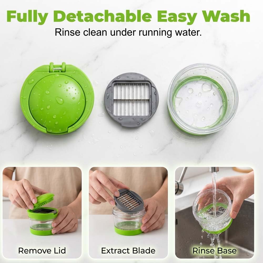 Mini Garlic Chopper and Press with Storage Container, Manual Garlic Mincer Crher Cutter, Premium Stainless V1258-DP02-F-425