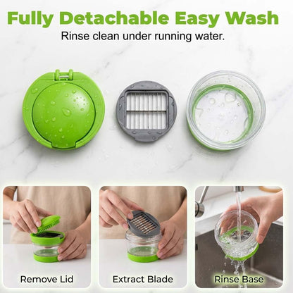 Mini Garlic Chopper and Press with Storage Container, Manual Garlic Mincer Crher Cutter, Premium Stainless V1258-DP02-F-425
