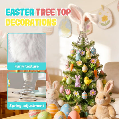Easter Tree Topper Bunny Ears, Plh Metal Rabbit Ornament, Cute Bendable Spring Holiday Tree Decoration for V1258-DP02-F-431