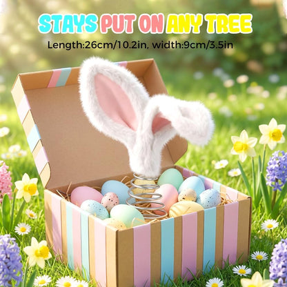 Easter Tree Topper Bunny Ears, Plh Metal Rabbit Ornament, Cute Bendable Spring Holiday Tree Decoration for V1258-DP02-F-431